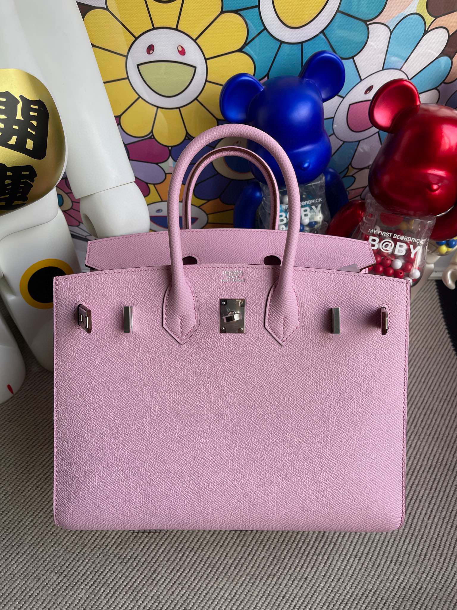 RepLadies Hermes Birkin 25CM Epsom X9 Mauve Sylvestre Silver Hardware ...